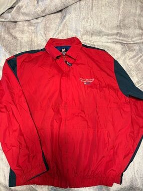 Chaps Red and Navy Panel Windbreaker Jacket